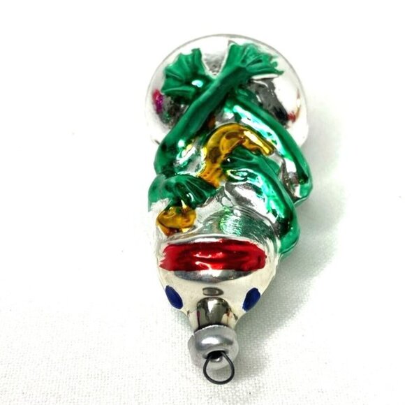 Vintage Blown Glass Ornament Frog Holding Instrument Guitar Ukelele Retro - Picture 3 of 4